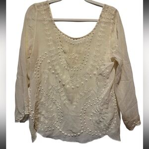 Silk boho blouse delicate‎ and femine size M pure silk